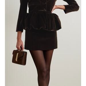 NWT Liberowe Brown Velvet Vera Darted Side Zip Mini Skirt Womens Small